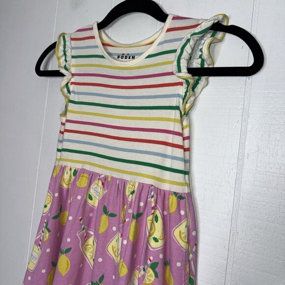 Boden Girl’s Posie Frill Sleeve Dress Chalk Pink Lemonade Size 7-8 - Picture 3 of 5